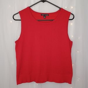 Cable and Gauge Sleeveless Top / Sweater Vest, Red, M